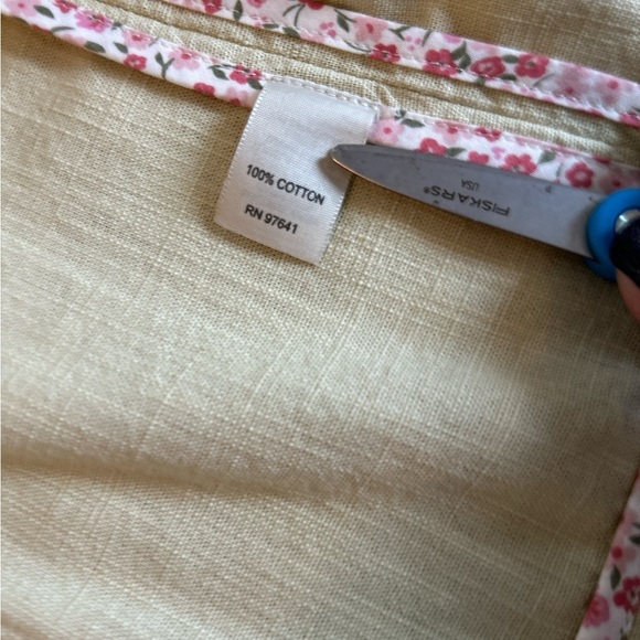 J. JILL Light Green Light Cotton Textured Unlined Jacket, Floral Flip Cuffs Sz 8 - Picture 9 of 13